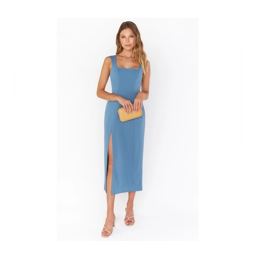 Show Me Your Mumu Eden Midi Dress French Blue Stretch S